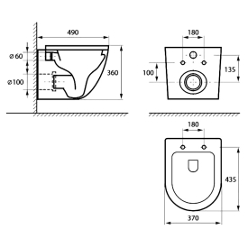 Інсталяційна система Oli 80 з кнопкою Iplate 885342 + чаша унітаза Round Smart RN-0490-RQ3