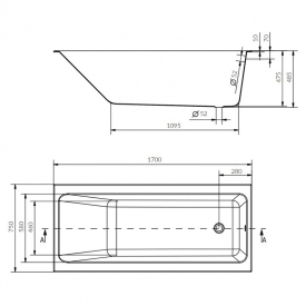 Ванна Crea 170x75 з ніжками