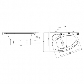 Ванна Asymmetric II 170x110 правая