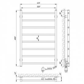 Полотенцесушитель Альфа ЧК8 50x80 правый