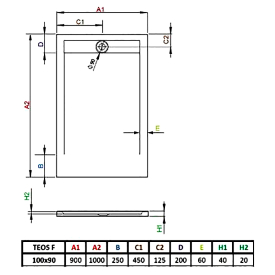 Піддон Teos F 100x90