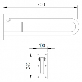 Поручень Lehnen Function 70 откидной, матовая поверхность