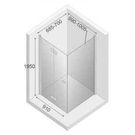 Душова штора New Soleo 100x70 L