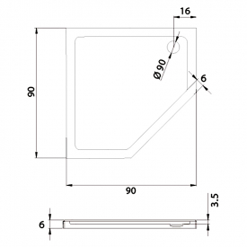 Поддон New Azura 90x90