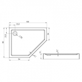 Піддон New Azura 100x80 L з ніжками