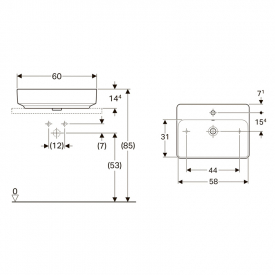 Раковина VariForm 60 накладная, с полкой