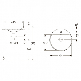 Раковина VariForm 48 врізна в стільницю, кругла