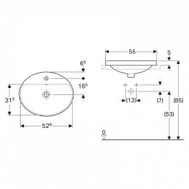 Раковина VariForm 55 врізна в стільницю, овальна
