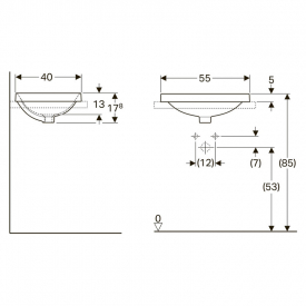 Раковина VariForm 55 врізна в стільницю, прямокутна