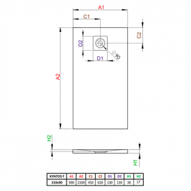 Піддон Kyntos F 210x90 антрацит