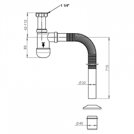 Сифон для раковини Basic з гофрой