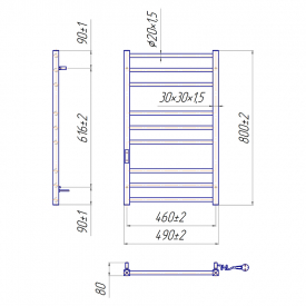 Полотенцесушитель Премиум Классик-I 80x50/8 TR, правый