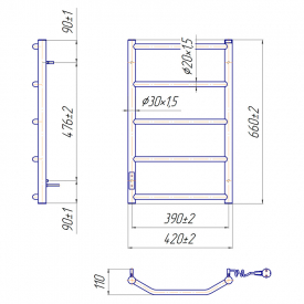 Полотенцесушитель Трапеция HP-I 65x43/11 TR, правый