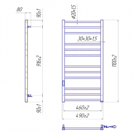 Рушникосушка Преміум Класик-I 110x50/8 TR, правий