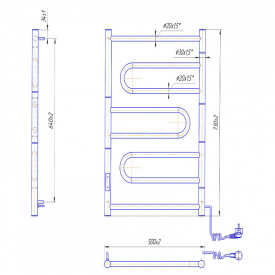 Полотенцесушитель Атлас 70x50/5,5 TR, правый