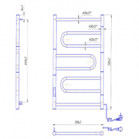 Полотенцесушитель Атлас 70x50/5,5 TR, правий