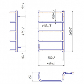 Полотенцесушитель Стандарт HP -I 65x43/15 TR