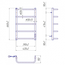 Рушникосушка Стандарт HP -I 65x43/15 TR