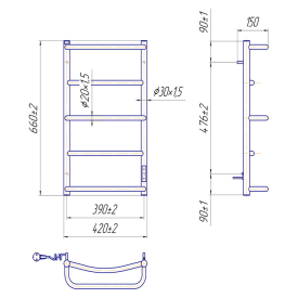 Полотенцесушитель Люкс HP -I 65x43/15 TR