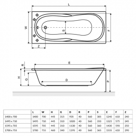 Ванна Sekwana 150x70 c ножками