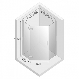 Душова штора New Azura 90x90 R