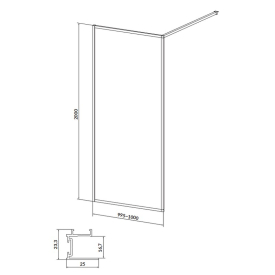 Душова стінка Walk-In Larga 100