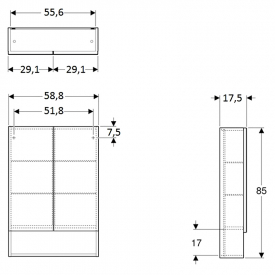 Шкафчик зеркальный Selnova Square 60