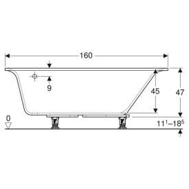 Ванна Selnova Square 160x100 c ножками отверстие слива слева