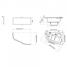 Акриловая ванна Asymmetric 150x100 правая