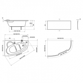 Ванна Asymmetric 160x105, права