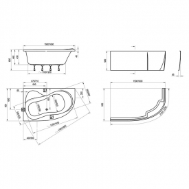 Акрилова ванна Rosa 95 150х95 права