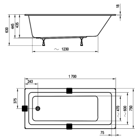 Ванна 10° Slim 170x75