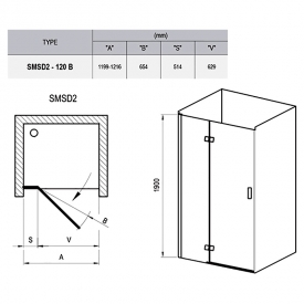 Душові двері SMSD 2-120 B-R Transparent