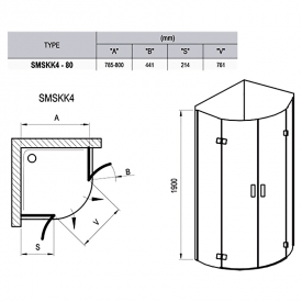 Душова штора SMSKK 4-80 Transparent