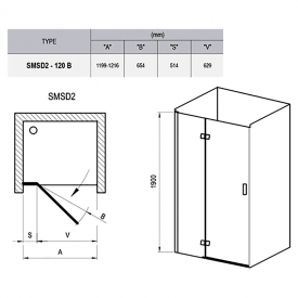 Душові двері SMSD 2-120 B-L Transparent