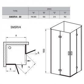 Душова штора SMSRV 4-80 Transparent