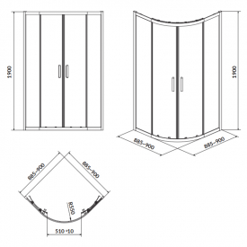 Душевая штора Arteco 90x90