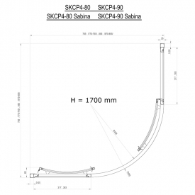 Душова штора SKCP 4-90 Sabina Transparent + білий