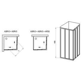 Душова штора ASRV 3-90 Transparent+білий