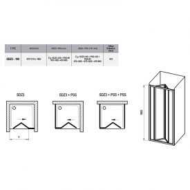 Душові двері SDZ 3-100 Transparent + білий