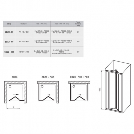 Душові двері SDZ 3-100 Pearl + білий