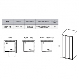 Душові двері ASDP 3-80 Transparent + сатиновий