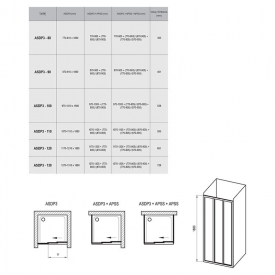 Душові двері ASDP 3-120 Transparent + білий