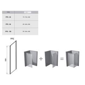 Душова стінка PPS-90 Transparent + білий