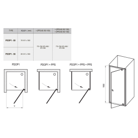 Душова стінка PPS-80 Transparent+білий