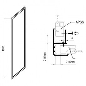 Душова стінка APSS-80 Pearl+білий