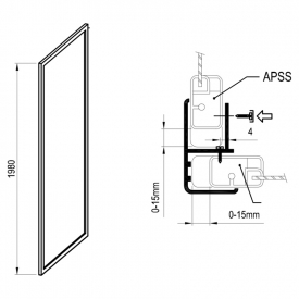 Душевая стенка APSS 3-80 Transparent+черный