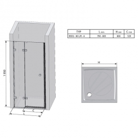 Душові двері BSD 2-80 A-R Transparent