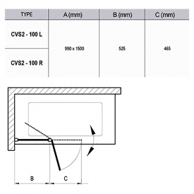 Штора для ванни CVS 2-100 R Transparent