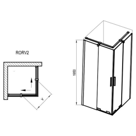 Душевая штора RORV2-90 Transparent+алюминий